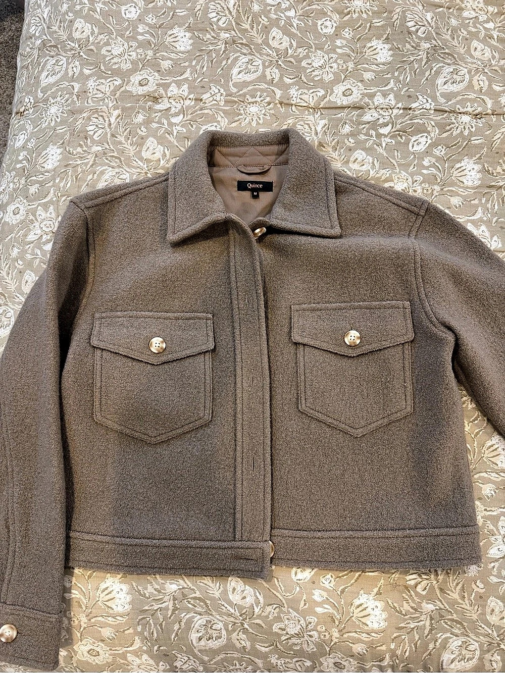 Quince 100% Merino Wool Cropped Shirt Jacket